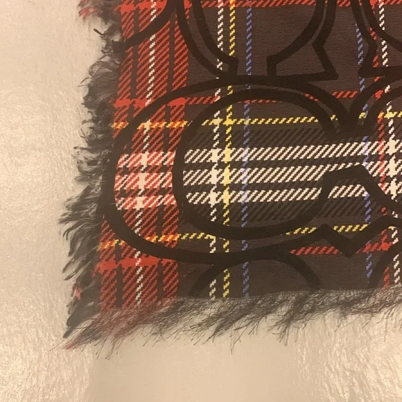 Coach plaid silk scarf 🟫⬜️🟥🟦🟨⬛️ - Picture 4 of 7